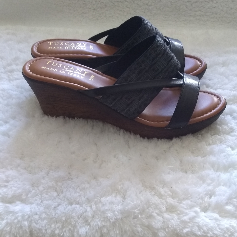 Tuscany Made in Italy Women's Wedge Platform Sandals Sz 12 A7 - Picture 4 of 11